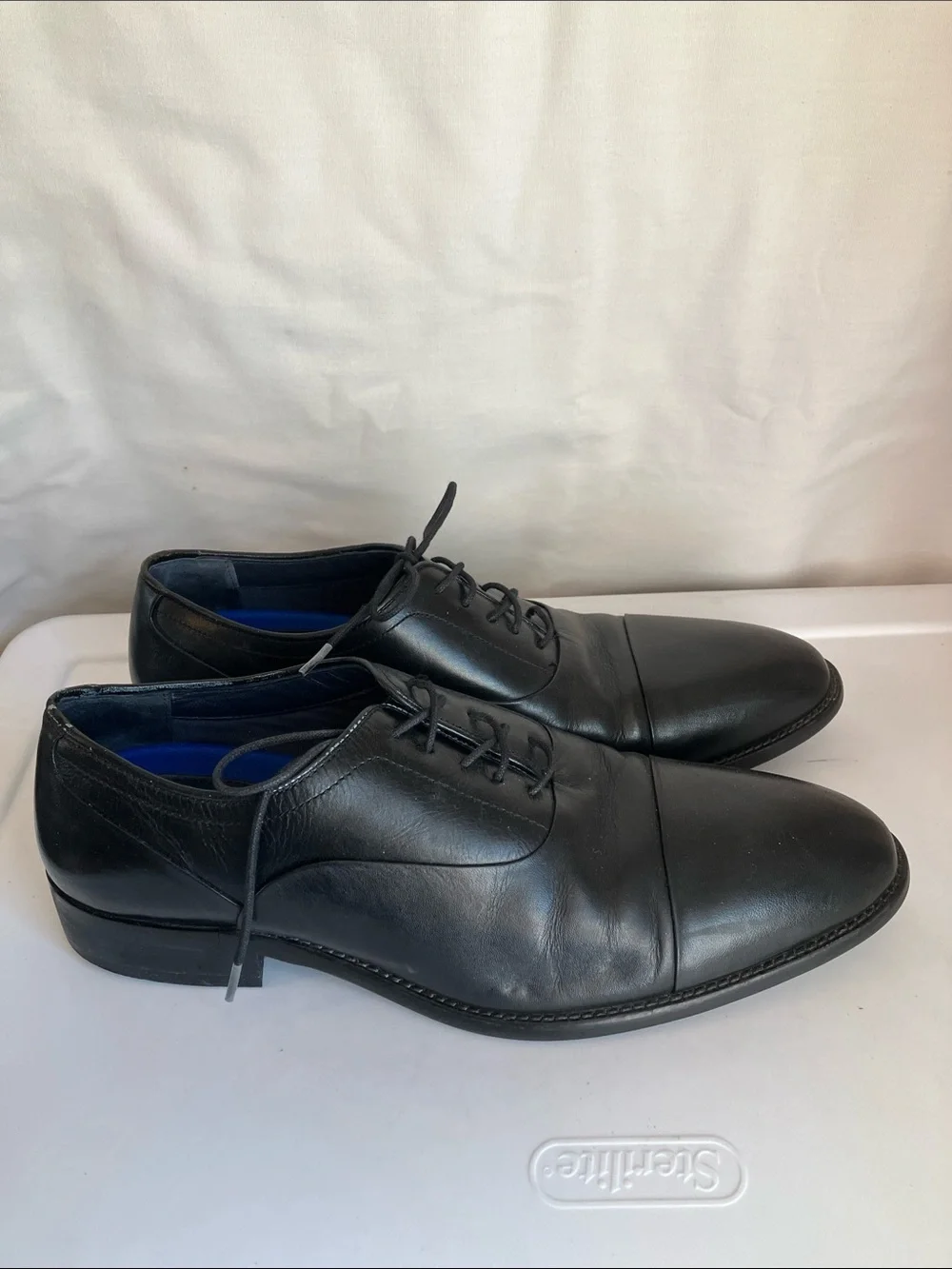 Johnston & Murphy Men's Landry Cap Toe black full grain leather dress shoes 9.5